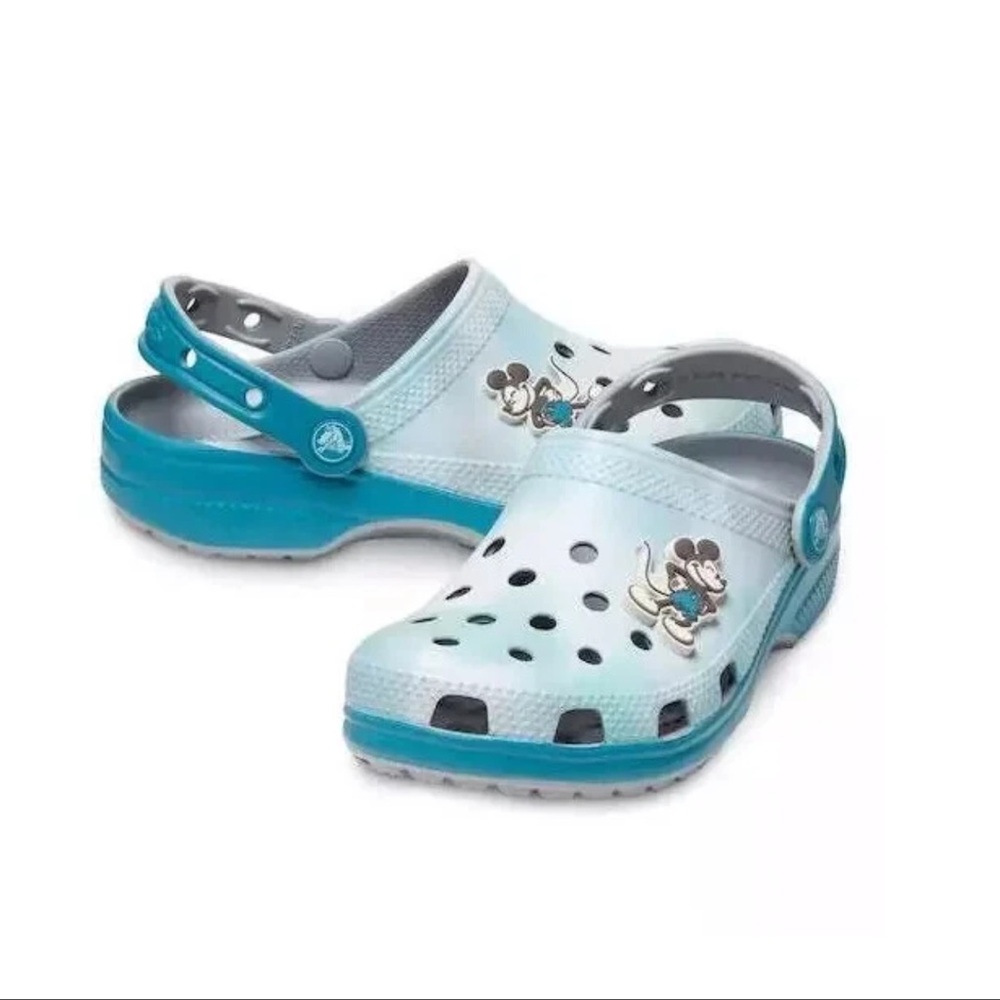 Disney Parks Mickey Mouse Blue Cloud Tie Dye Crocs Adult Men 5
Women 7